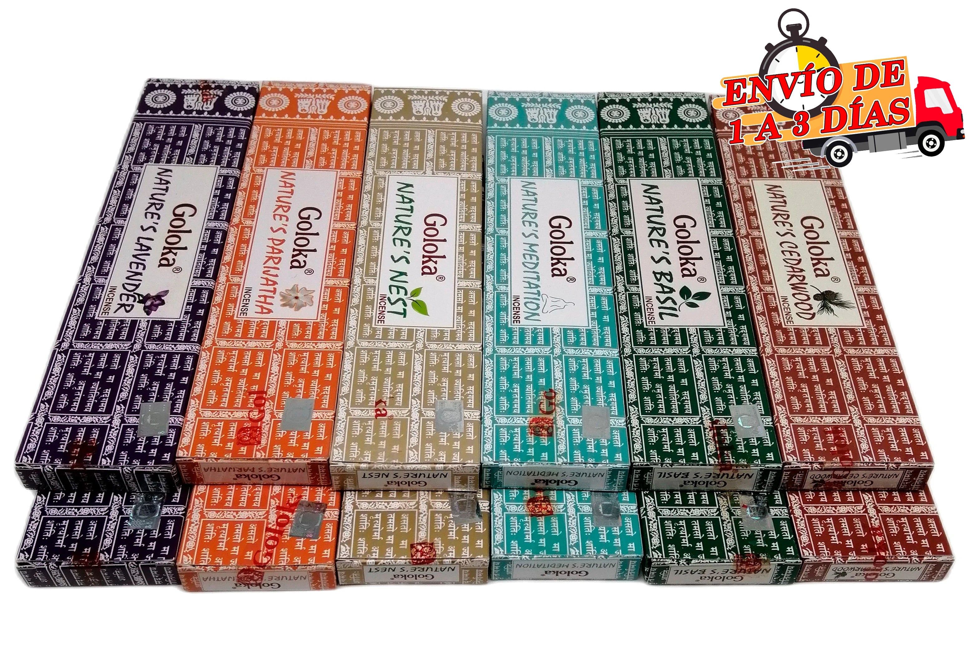 Surtido de 12 paquetes de Incienso Goloka Premium de Flores y Brotes – Aromas Naturales de la India para Meditación y Bienestar