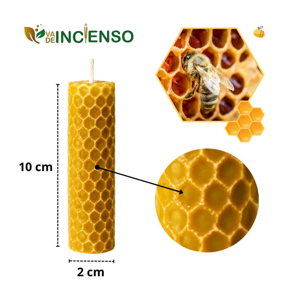 Pack de 12 Velas de Cera de Abeja Natural 100% – Hechas a Mano por Apicultores en España – Ideales para Meditación y Relajación