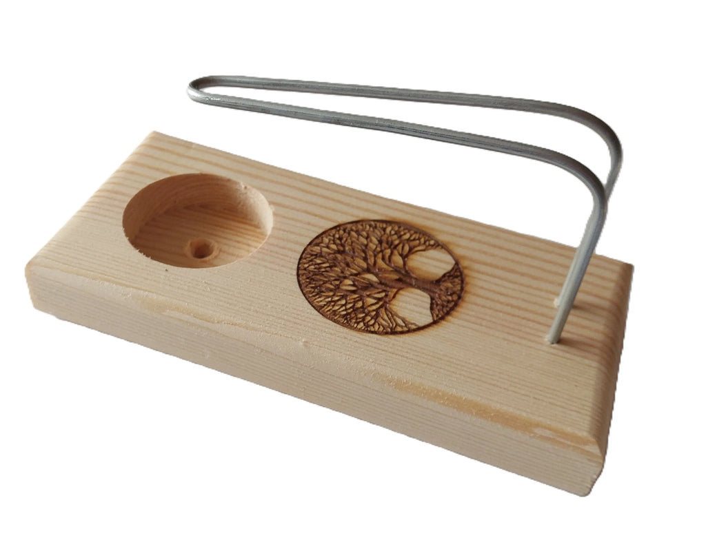 Quemador Artesanal de Madera Natural con Palo Santo y Vela de Té – Diseño Zen para Yoga, Meditación y Purificación de Espacios