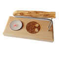 Quemador Artesanal de Madera Natural con Palo Santo y Vela de Té – Diseño Zen para Yoga, Meditación y Purificación de Espacios