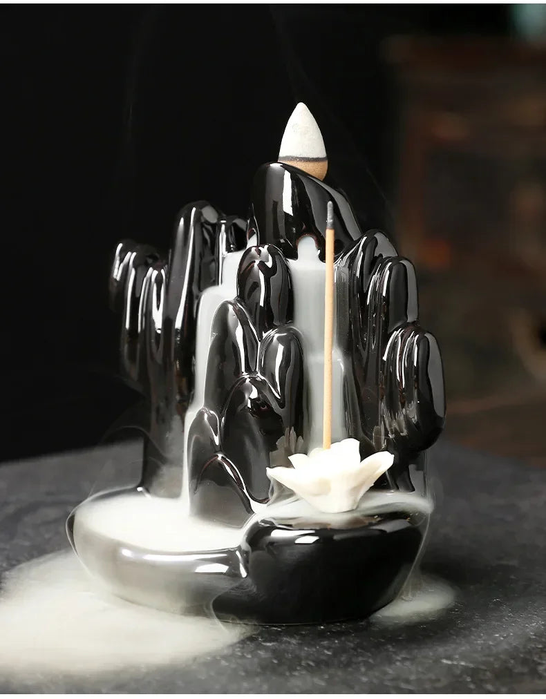 Quemador de Incienso Loto de la Suerte de Cerámica – Porta Incienso Backflow y para Varillas