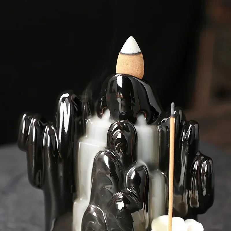 Quemador de Incienso Loto de la Suerte de Cerámica – Porta Incienso Backflow y para Varillas