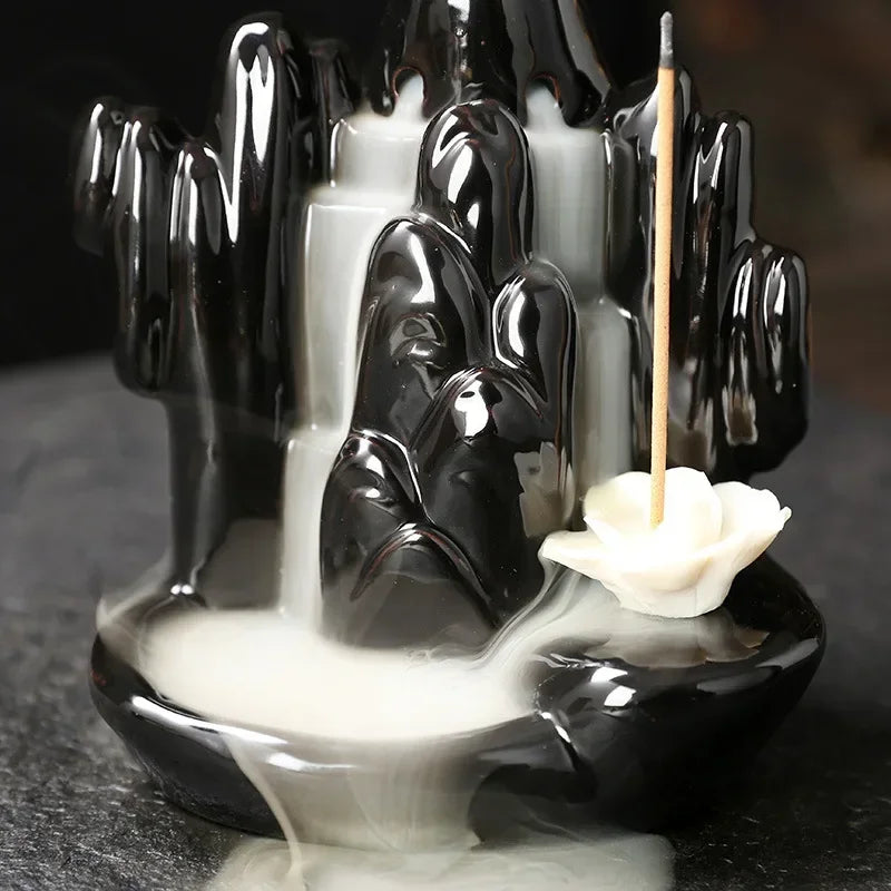 Quemador de Incienso Loto de la Suerte de Cerámica – Porta Incienso Backflow y para Varillas