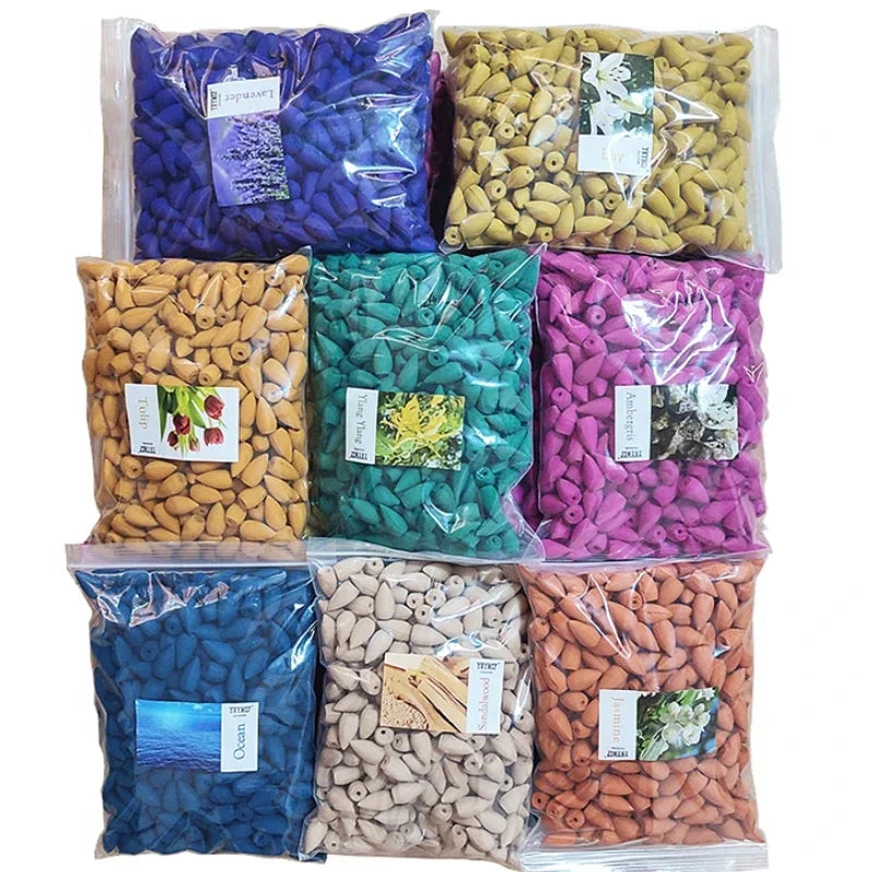 Incienso Natural Backflow de Reflujo – Conos Aromáticos de Sándalo y Lavanda para Aromaterapia y Relajación