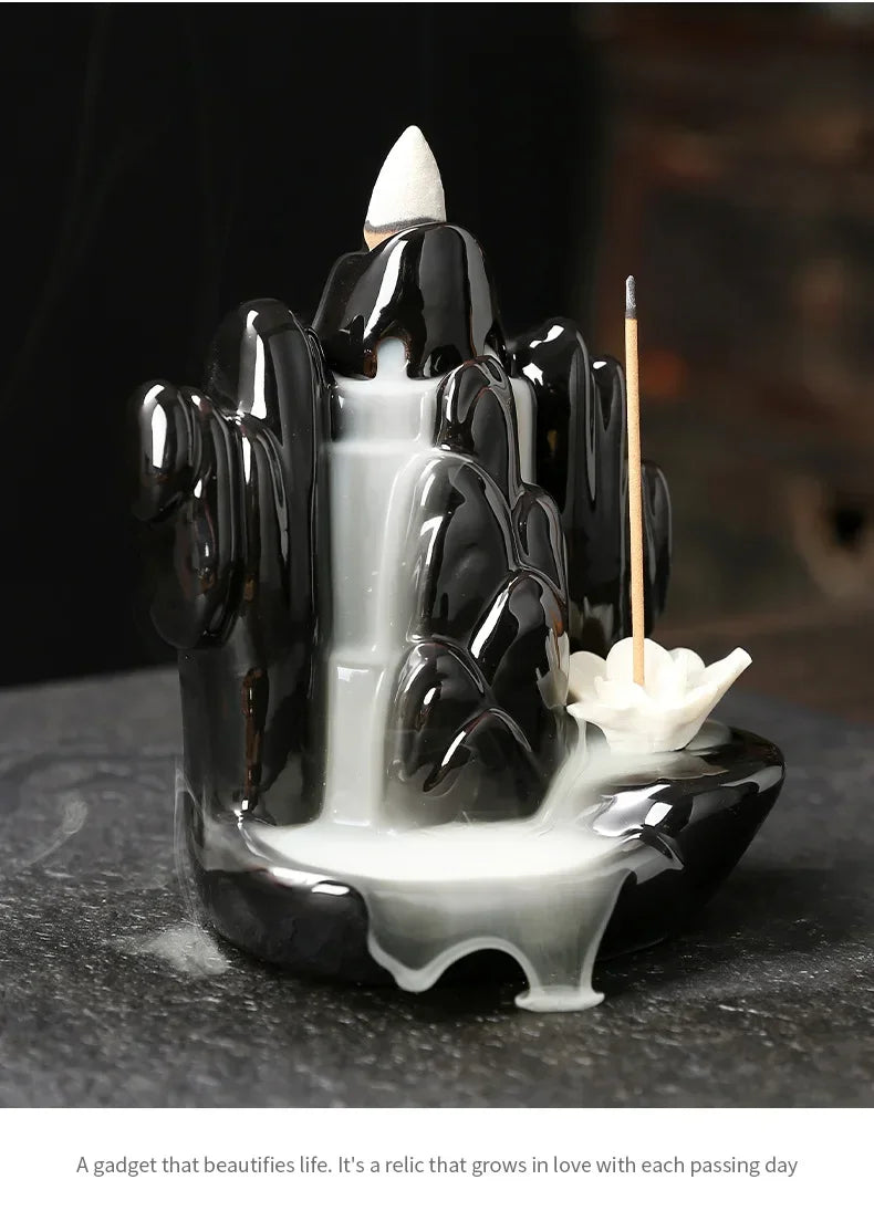 Quemador de Incienso Loto de la Suerte de Cerámica – Porta Incienso Backflow y para Varillas