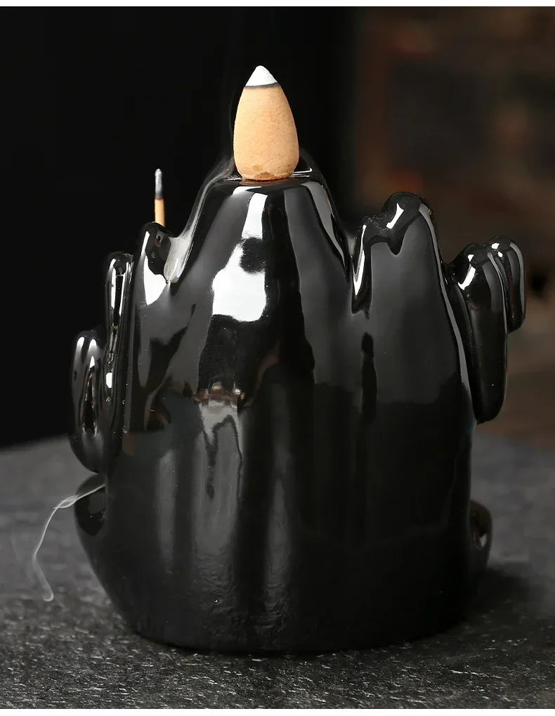 Quemador de Incienso Loto de la Suerte de Cerámica – Porta Incienso Backflow y para Varillas