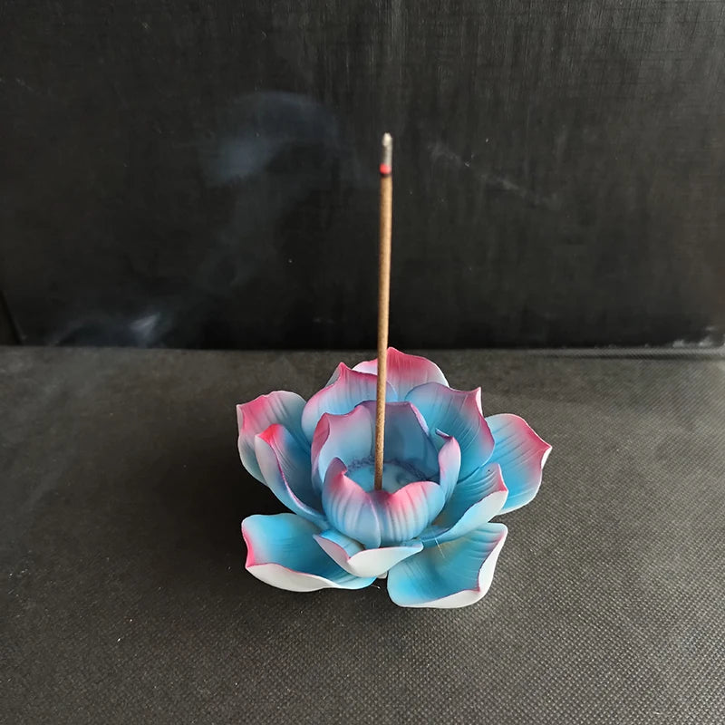 Quemador de Incienso Loto Blanco de Cerámica – Porta Incienso Artesanal para Varillas – Decoración Budista