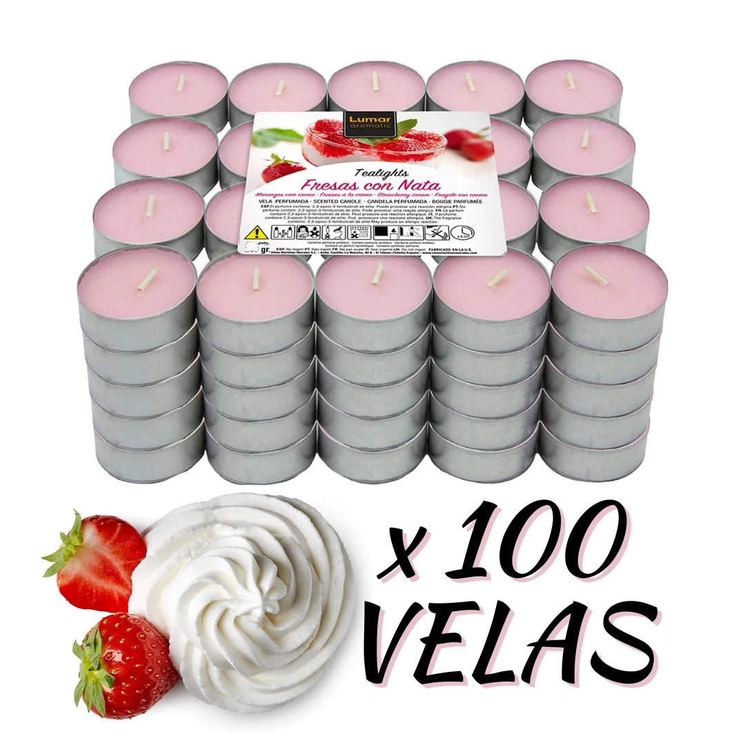 Krown - Pack 60/100 Tealights Scented Candles Lasting Approximately 4.5 Hours, Cheap Aromatic Tea Lights Lowcost, Vanilla, Cinnamon, Coconut, Floral, Strawberry, Tropical Fruit, Red Forest Fruits, Lavender, Watermelon
