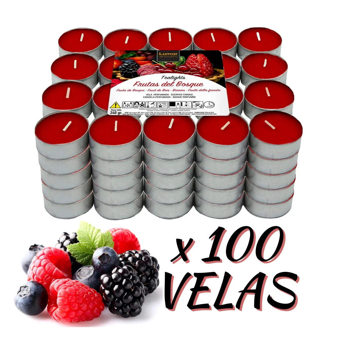 Krown - Pack 60/100 Tealights Scented Candles Lasting Approximately 4.5 Hours, Cheap Aromatic Tea Lights Lowcost, Vanilla, Cinnamon, Coconut, Floral, Strawberry, Tropical Fruit, Red Forest Fruits, Lavender, Watermelon